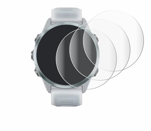 Savvies Schutzfolie für Garmin Forerunner 570 | (42 mm) 4 Stück Transparenter Displayschutz Made in Germany Curved Full-ScreenDisplayschutz-Folie Klar Anti-Fingerabdruck