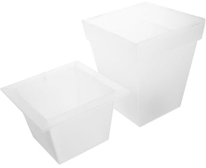 TOYANDONA Lampe De Pot De Fleur Carrée Lumineuse D'Extérieur Éclairage Solaire De Jardin Pot De Fleurs avec Lumières Plastique Blanc