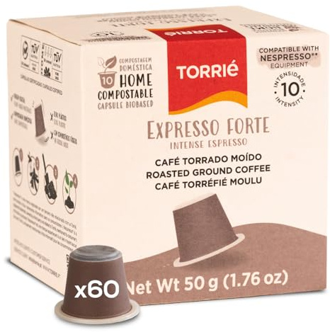 Intense Roast Nespresso Compatible Coffee Pods, 60 Pack – 100% Biodegradable & Home Compostable Original Line, Bold Strong High-Intensity Eco-Friendly Coffee