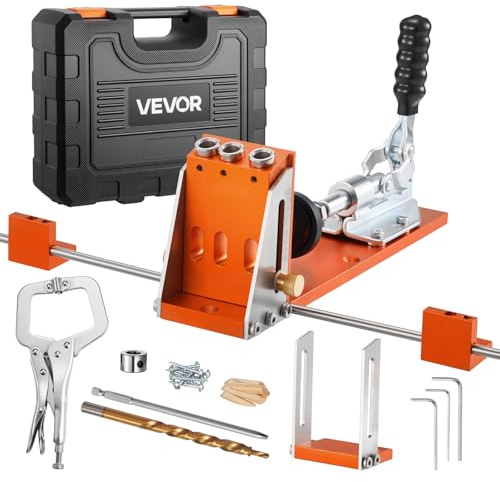 VEVOR Kit de Plantilla a Agujeros Ocultos 12,7 a 38,1 mm, con Estuche de Herramientas, Abrazadera en C, Broca Escalonada y la de Accionamiento Cuadrado, Llave Hexagonal, Anillo de Tope de Broca