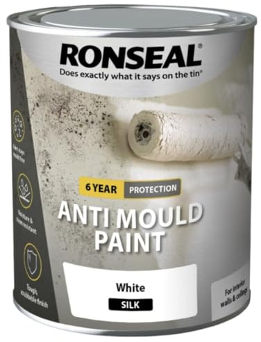 DRW One Coat Damp Seal White Silk 750ml – 6 Year Protection – Damp Proof Paint & Mould Protection – Anti Mould Paint for Bathroom & Interior Walls – White Sealant to Cover Damp Stains