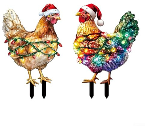 Lot de 12 panneaux de jardin de Noël, décoration extérieure de pelouse à DEL pour jardin, porche et allée, statues festives lumineuses en acrylique de 36 cm