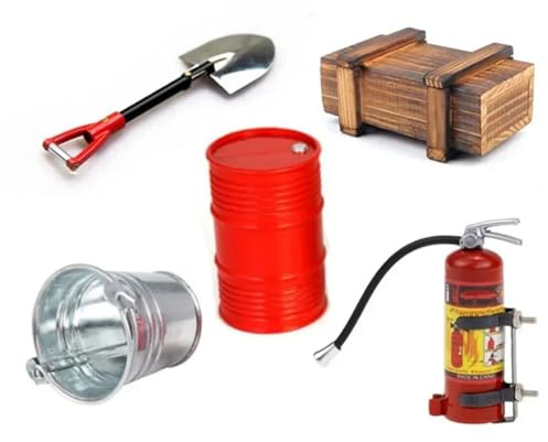 Componenti Modelli RC Per SCX10 Per TRX4 Per Arrampicata Rc Auto Decorazione Scatola Legno Secchio Pala Per Estintore Carburante Per Serbatoio Barile Olio Umore Pezzo