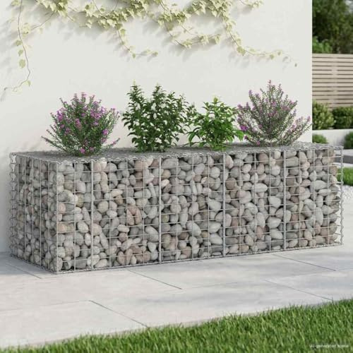 Ordellia Structure de jardin surélevée en gabion argentée en acier galvanisé résistante à la corrosion pour plantation de légumes fleurs ou herbes en extérieur grande facile à