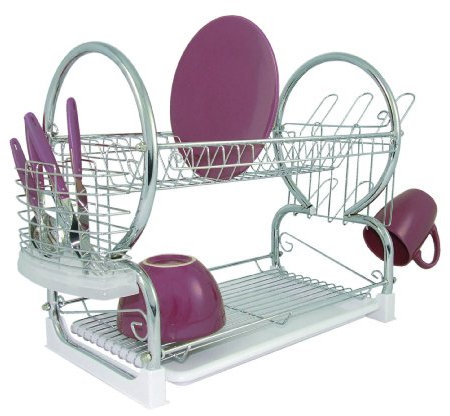 Premier Housewares - Escurridor de Platos de 2 Pisos (con Bandeja extraíble Color Blanco), Cromado