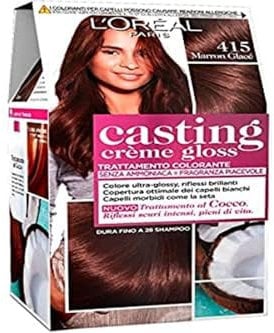 L'Oréal Paris Hair Dye Casting Creme Gloss, sin amoníaco para una fragancia agradable, 415 Gianduia Chocolate, paquete de 1