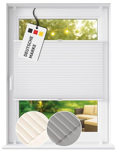 Rapid Teck Plissee ohne Bohren - Plissee lichtdurchlässig 100cm x 130cm Weiß als Sicht- und Sonnenschutz - Klemmfix Fenster Plissees innen ohne Bohren – einfache Montage inkl. Zubehör