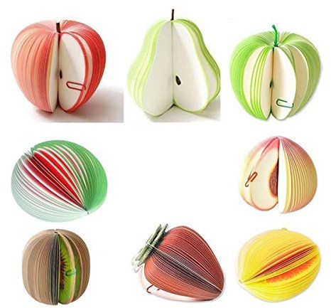 Gemischte Neuheit 3D-Fruchtform-Notizblöcke Ungewöhnlicher Notizblock für Geschenkbüros Sie haben acht Arten: Apfel, grüner Apfel, Birne, Wassermelone, Kiwi, Orangen, Erdbeeren, Pfirsiche 8er-Set