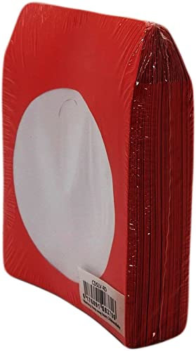 BestDuplicator Red Cd/DVD Paper Media Sleeves Envelopes with Flap and Clear Window (100 Sleeves)