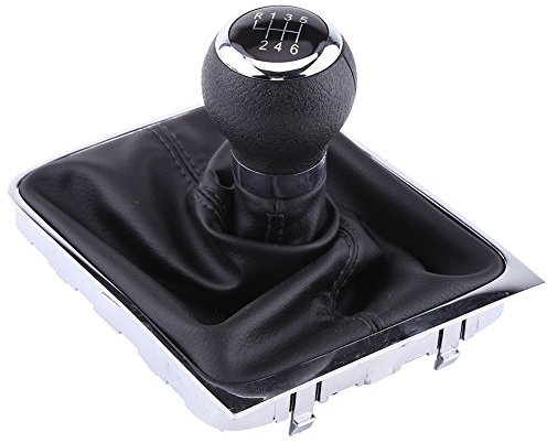 Fydun Set Schaltmanschette + Schaltmanschette # Schaltknauf + manuell, schwarz, Leder, Staubschutz, wasserdicht, für Passat B6 2005-2012
