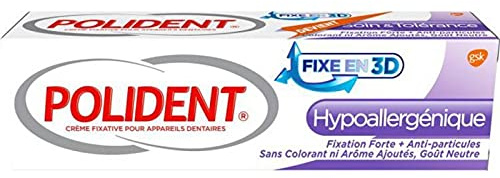 Polident Fixe en 3D Hypoallergénique Fixation Forte + Anti-Particules 40g (lot de 3