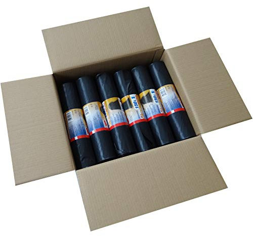 Hossi's Wholesale – 150 Liter Abfallsäcke 12 Rolle à 10 Stück – reißfeste Müllsäcke für Umzüge, Haus-, Garten- & Gastronomieabfälle – extra starke 77my Schwerlastsäcke (80 x 120 cm)