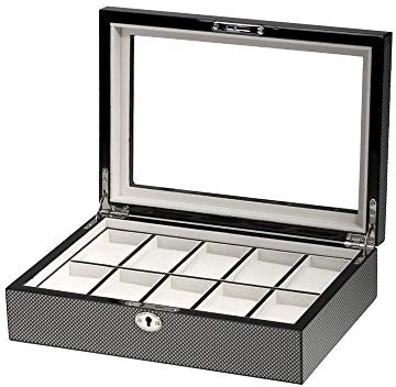 Rothenschild Uhrenbox RS-2071-10CA Fuer 10 Uhren Carbon