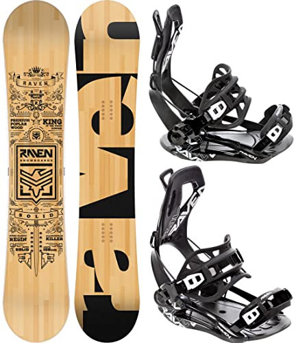 RAVEN Snowboard Set: Snowboard Solid Classic + Bindung FT360 (162cm Wide + FT360 Black XL)
