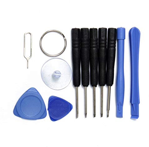 Forbestest 11 in 1 Reparatur-Set - Smartphone Schraubendreher-Set für iPhone Samsung - Schwarz und Blau - Schlitz, Phillips