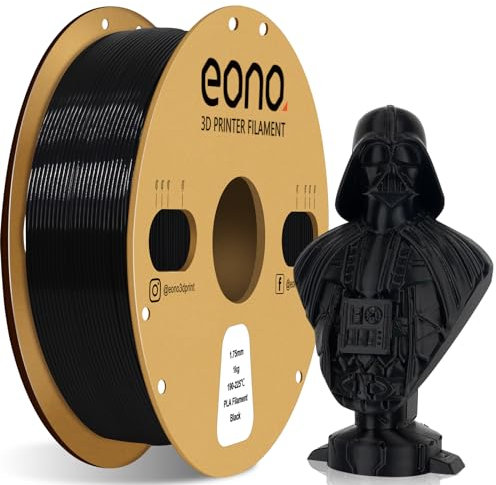 EONO PLA Schwarz Schwarz PLA Filament 1,75 mm, 3D Drucker Filament PLA 1kg (2.2lbs), Maßgenauigkeit +/- 0.03mm 3D Druck Filament, PLA Schwarz