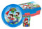 Super Mario Set merenda Bicchiere + Piatto in Plastica + Portamerenda Accessori Asilo