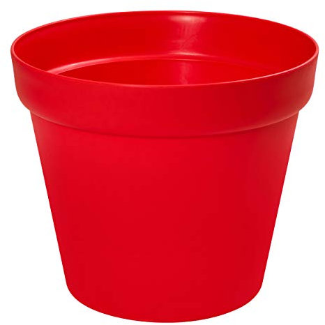 Pot de Fleurs Rond en Plastique - Diamètre : 45 cm - Rouge - Rebord de fenêtre - pour Jardin d'hiver - 8 Couleurs et 6 Tailles