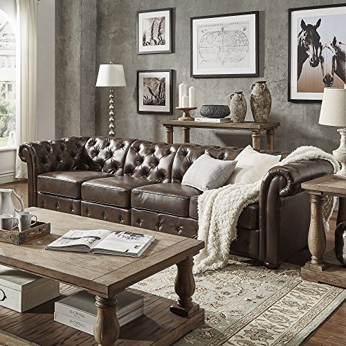 jvmoebel Design Chesterfield XXL Big Sofa 4-Sitzer Couch Leder Couch Polster Sofas Neu