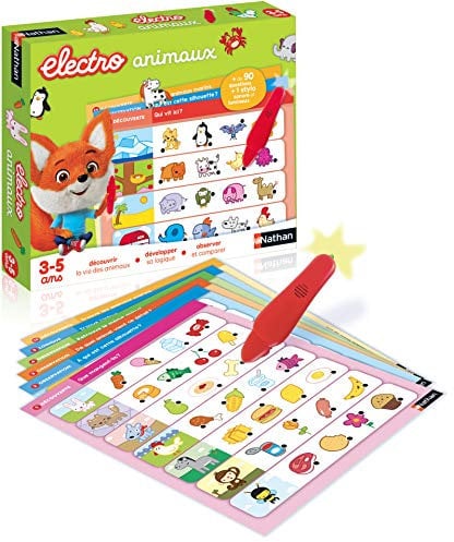 Nathan 31617 Electro Tiere Animal – Elektronisches Lernspiel für Kinder von 3 bis 5 Jahren, Mehrfarbig, 30 x 5 x 25 cm