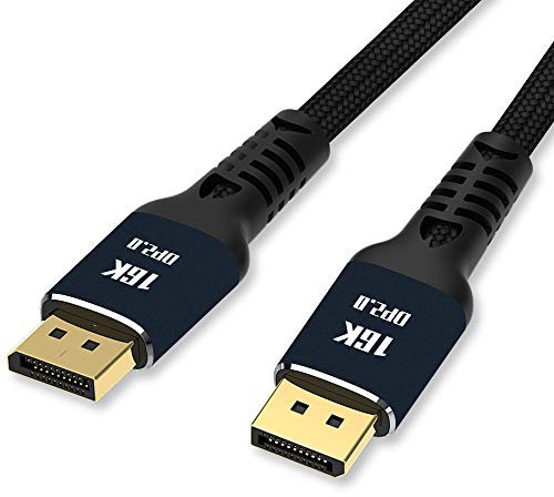 Angusplay 16K DisplayPort Kabel 2.0 3m / 10ft, 16K@60Hz(15360x8640), 10K@60Hz, 8K@60Hz, 4K@165Hz 4K@144Hz DP zu DP 2.0 Kabel, Highspeed 80Gbps, HDR 3D HDCP für Monitor Video Grafikkarte usw