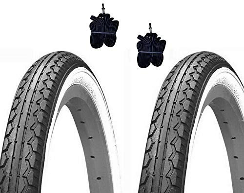 2 neumáticos Kenda 20 x 1,75 (47 – 406) + cámaras de neumáticos blanco negro goma para Graziella City Bike Road