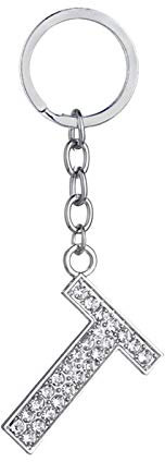AMDXD Keyring Car, Stainless Steel Letter A-Z with Zircon, Silver, Letter T, One size