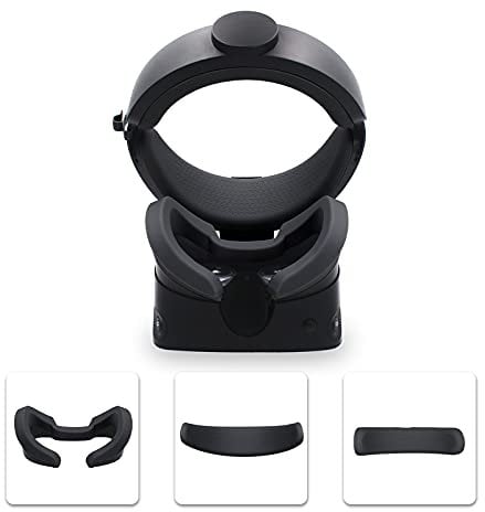 HUAYUWA VR Face Pad Suit Set Fits for Oculus Rift S Headset Accessories, 1 Silicone Protective Cover + 1 Front Foam Silicone Cover + 1 Rear Foam Silicone Cover (Black)