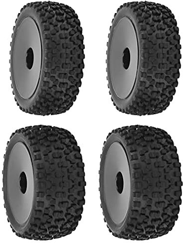 Dilwe RC Wheels Reifen, 4 Stück RC Vorderrad Hinterreifen und mit 12 Mm Sechskant für 1/10 RC Offroad Auto Upgrade Teile(Schwarz)