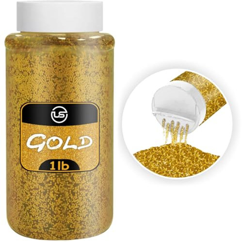Fine Glitter, 1 LB Gold Craft Glitter Shaker for Art and Crafts Supplies, Glitter for Resin, Scrapbooking, and Slime Glitter