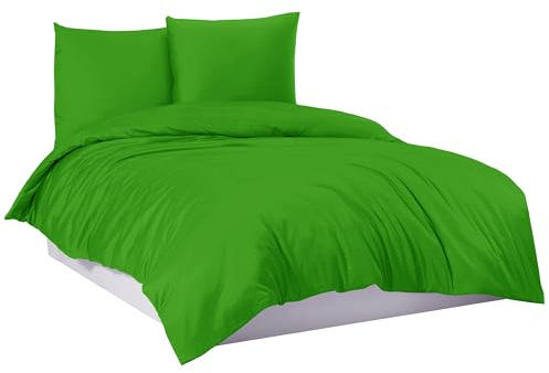 Mixibaby Bettwäsche Bettgarnitur Bettbezug 100% Baumwolle 135x200 155x220 200x200 200x220, Farbe:Apfelgrün, Größe:200 x 200 cm