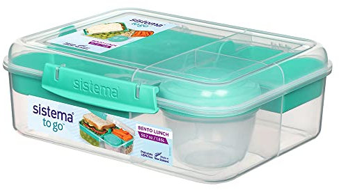 Online Kitchenware Lonchera Bento turquesa de 18,5 cm x 21,8 cm x 7,7 cm