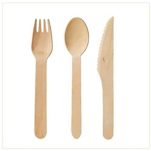 VIRSUS 3x100 Posate in Legno Kit Biodegradabile Posate Set 100 Forchette + 100 coltelli + 100 cucchiai in Legno di Betulla Posate biodegradabili 100% bio monouso Lunghezza 16 cm