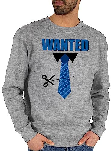 Sweater Pullover Sweatshirt Herren Damen - Karneval & Fasching - Krawatte Wanted - Weiberfastnacht - L - Grau meliert - fasnet partner faschings kölner karnevals &fasching karneval. karnevall