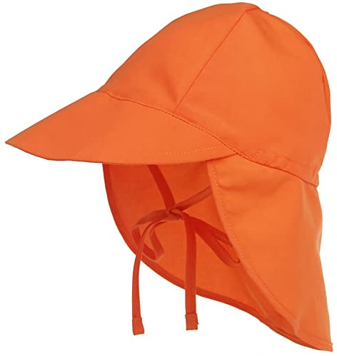 Malaxlx Kleinkind Sonnenhut Orange Sommermütze Kinder Schirmmütze mit Nackenschutz und Bindebändern Mütze Flapper UV Schutz Strand Hut für 2-5 Jahre Mädchen Jungen