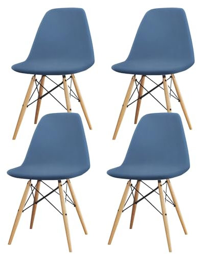 Langlebig Universal Stretch Stuhlhussen, 4er Set Elastische Moderne Stretch Stuhlbezug, Dining Chair Covers Samt Abnehmbare Waschbarer, für Esszimmer Hotel Bankett Hochzeit Partys Deko (4, Grau-blau)
