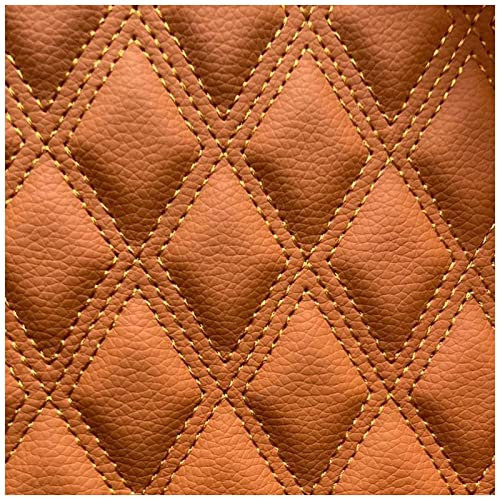 Polsterstoff PU Kunstleder Kunstleder Gesteppt Kaschiert Meterware Leder Polsterstoff Stoff 6mm Leder Polsterstoff Stoff für Polsterarbeiten, Auto, Kissen, 1,55m Breit(Orange Three-line Diamond)