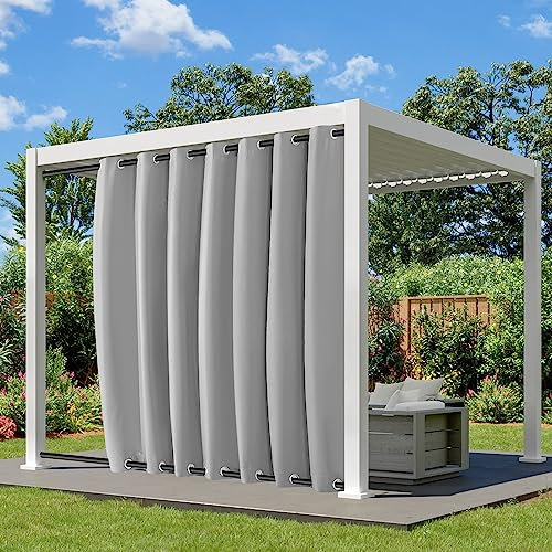 Lapalife Outdoor Vorhang Wasserdichter extra breit Oben und unten mit Ösen,B254XH274cm Wetterfest Outdoor-Verdunklungsvorhänge 1 Stück für Garten Terrasse Pavillon Veranda Balkon