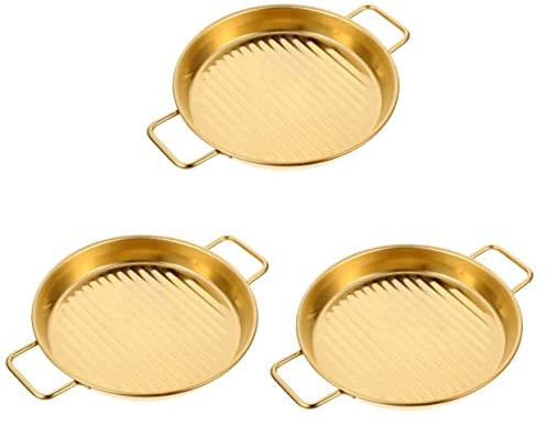 OQHAIR 4 Uds. Molde para Pizza Amphora, Molde para Pizza de Acero Inoxidable, Plato Comercial de Acero Inoxidable Plateado para Patatas Fritas (Goldenx3uds 22,7X17,3X2,1CMx3uds)