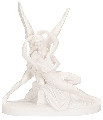 Amor & Psyche Statue Alabaster griechischer Gott Eros und Seele – Nackt-Skulptur, 20,8 cm