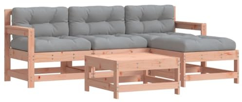 vidaXL Garten Lounge Set 5-TLG., Gartenmöbel Set mit Kissen, Sitzgruppe für Garten Terrasse, Modular Sofa Garnitur Loungemöbel, Massivholz Douglasie