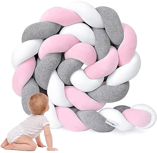 Bettschlange Geflochten, Nestchen Babybett Umrandung, Kantenschutz 100% Baumwolle,Geflochtenes Seitenschläferkissen für Couch Bett Kinderzimmer Bettschlange für Allergiker ( Color : G , Size : 4m )