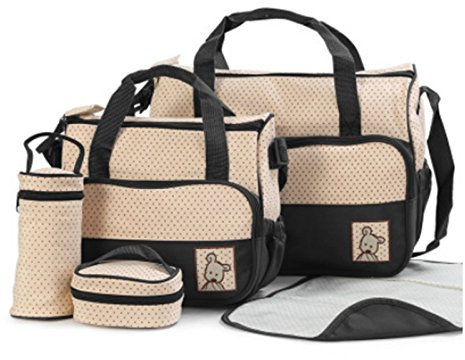 XDAILUYYDS Baby Wickelumhängetaschen, 5-Teilige Wasserdichte Mama Tasche, Multifunktions-Wickeltasche mit großer Kapazität, Babytasche, Reisewindeltasche (schwarz)