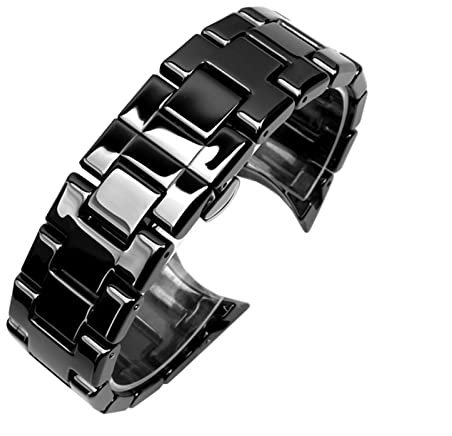 SVAPO Keramik-Armband für Armani AR1451 AR1452 AR1400 AR1410 Uhrenarmband mit Edelstahl-Schmetterlingsschließe, 22 24 mm Uhrenarmbänder, Achat