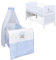 Babybett Komplett Set Max Prince 60x120 weiß Kinderbett umbaubar zum Juniorbett inkl. Bettwäsche Set Komplett (Twinkle Star blau)