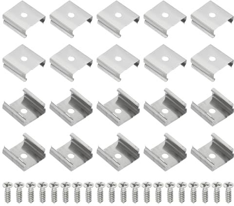 PATIKIL Clip per Strisce LED, 60pz Staffe Montaggio in Acciaio Inossidabile Supporto Morsetto a Clip Fissaggio con Viti per Cavo per Illuminazione a Strisce LED da 16mm a 17mm