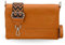 BRISE Umhängetasche Damen Echtes Leder ELISA Handgemachte Handtasche Kleine Schlanke Tasche 3 Fächer Crossbody Bag mit Ledergurt + Optionalen Breiten Gemusterten Riemen Made in Italy (Cognac Braun-4)