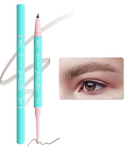 LUCKY MEET Eyebrow Pencil, Dual Ended, Quick and Precise Brow Definition Brow Pen, Micro Fork Tips Liquid Eyebrow pen & Ultra-fine Brow Pencil, Eye Makeup Gifts for Women, Chestnut