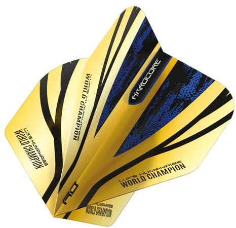 RED DRAGON Luke Humphries Gold Hardcore Premium Standard Dart-Flights, 3 Sets pro Packung (9 Dart-Flights insgesamt), F6986