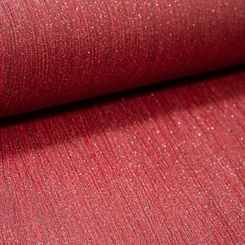 SOPHIE LAURENCE Red Glitter Textured Wallpaper - Shimmering Silver Sparkle on Heavyweight Vinyl - Modern Peelable Design Wallpaper for Living/Bedroom